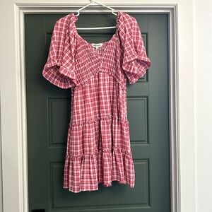 Large red and white checkered sundress